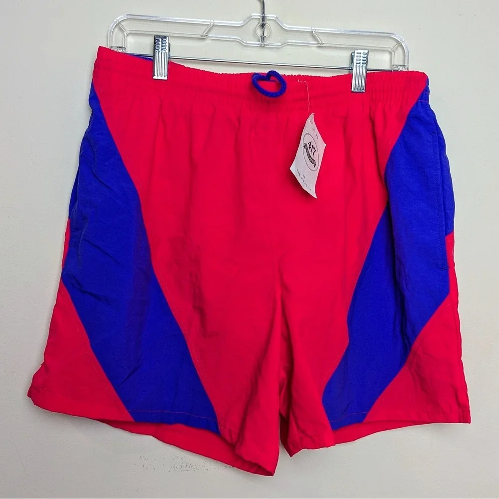 VTG 417 Van Heusen Sportswear Neon Colorblock 80s Large Swim Trunks Shorts NWT